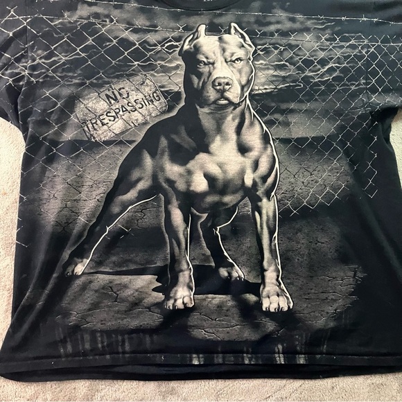 Pitt Bull All Over Print Tee Dom Black White Silver DOM Size 3XL Vintage - Picture 2 of 7